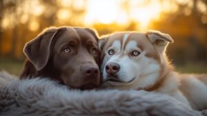 Labrador met husky samen