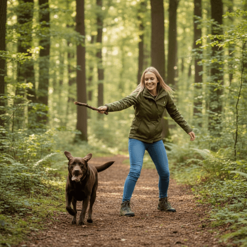 Ella aan het spelen met haar hond